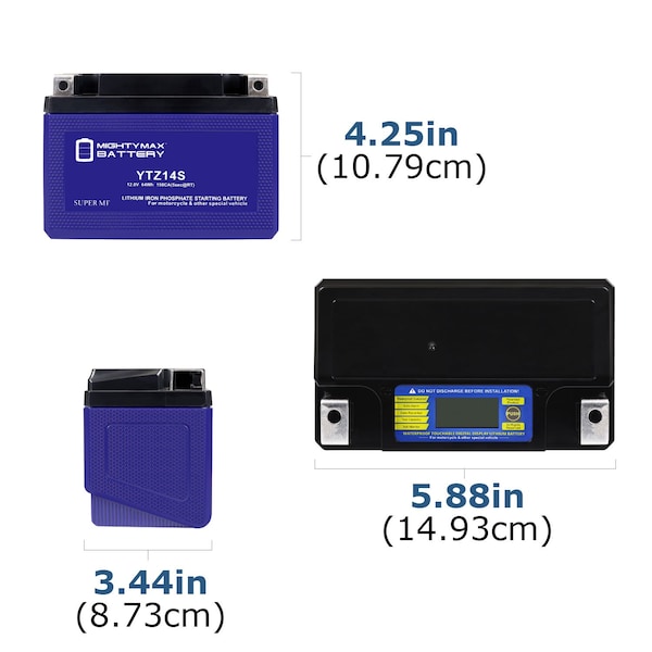 YTZ14S Lithium Replacement Battery Compatible With ATZ14S, VTZ14S